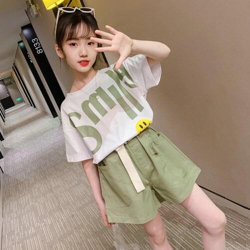 Baby Girls Clothing Sets Children Short Sleeve White T Shirt Shorts 2pcs Outfit Suits Kids Summer Set 5 6 8 10 12 14 15 16 Years