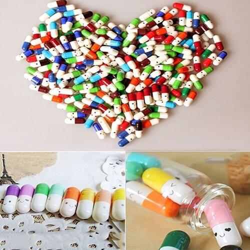 50 Pcs Mini Capsule Bottle Cute Love Friendship Message Pill Shape Wishing Bottle