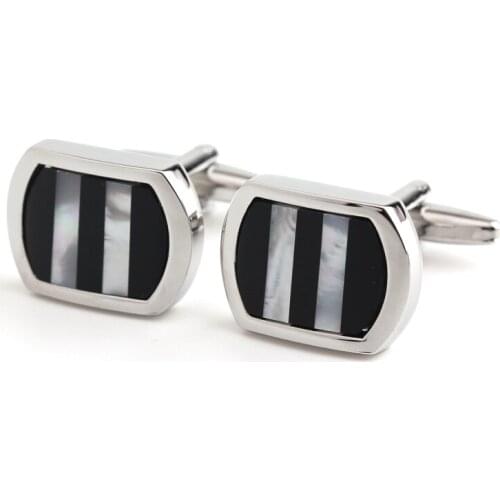 Black and White Shell Mens Shirt Cufflinks