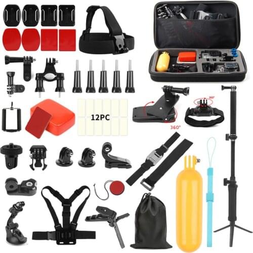 LANNBEIKA Accessory Set Chest Head Strap Mount Selfie Stick Carry Bag for Xiaomi Yi 4K GoPro 9 8 7 6 5 4 SJCAM SJ4000 SJ5000 DJI