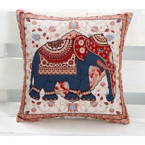 New Cartoon Elephant Print Pillowcase for Living Room/Office/Bedroom Cotton Linen Decorative Pillow Case 45 x 45 Textile