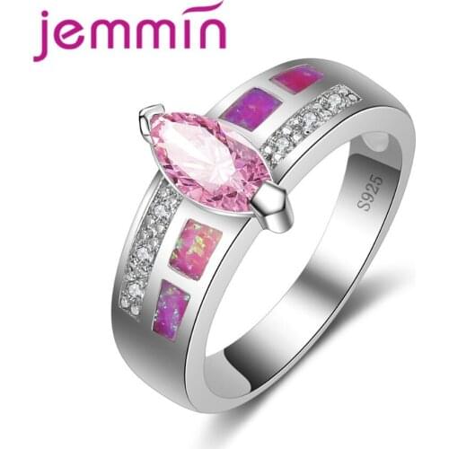 New Arrival Pink Fire Opal Rings For Women Men 925 Sterling Silver Wedding Party Engagement Ring Anillos