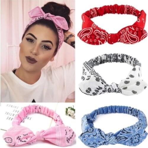 New Girls Vintage Cross Knot Elastic Hairbands Soft Solid Print Headbands Bandanas Girls Hair Bands Hair Accessories for Women