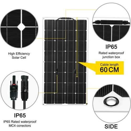 Dokio 100W Portable Flexible Solar Panel For Home Solar battery Charge 12V Monocrystalline Waterproof Solar panel China
