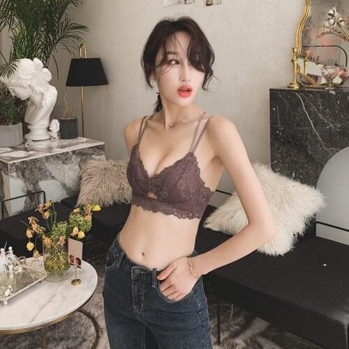 Push Up Back Wire Free Lingerie No Steel Ring Underwear Women Suit Bra Push Up Lace Sexy Bras 3/4 Cup Brassiere Gathered Chest