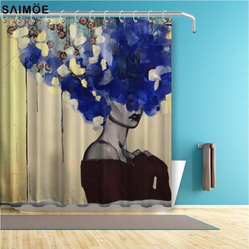 Pink Afro Lady African American Black Women Girls Art Shower Curtains Water Repellent for Stalls and Bathtubs