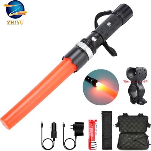 ZHIYU LED rechargeable flashlight Rotating zoom T6 Waterproof riding multi-function torch Rechargeable emergency warning light