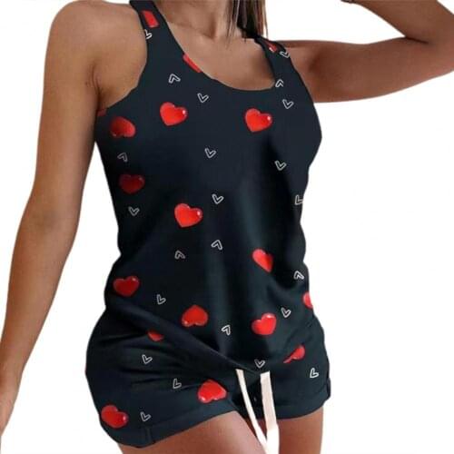 2Pcs Sleeveless Top O Neck Comfortable Summer Slim Splicing Design Drawstring Camisole Set vetement femme костюм женский летний