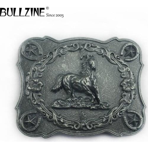 The Bullzine Horse belt buckle with pewter finish FP-03421 suitable for 4cm width belt
