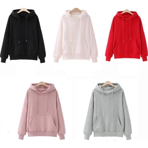 Womens Sweatshirts Velvet For Autumn Solid Hooded Female Fashion Cotton Fabric Thicken Warm Hoodies Lady Loose Tops Unisex