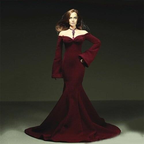 1/6 Scale Female Customized Clothes Red Mermaid Dress Blood Rose Skirt Fit For 12inches Figure Action Big Bust Woman Model Body