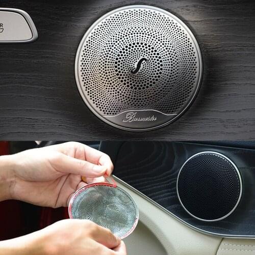 3D sticker Car-styling stainless steel Car Door Audio Speaker Decorative Cover Trim For Mercedes Benz New C Class W205 2015-2017