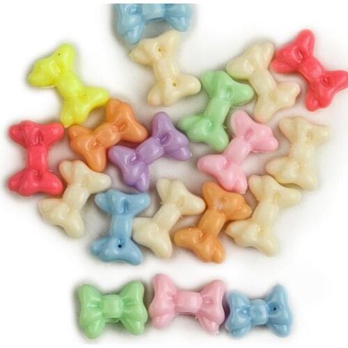 50pcs Multicolor Bow Tie Loose Beads 10x18mm Plastic Spacer Beads For Jewelry Making Kids Toy Necklace Bracelet Diy Accessories