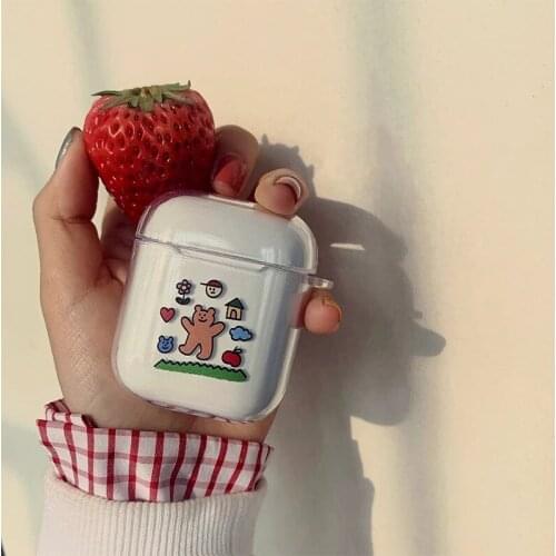 Case For AirPods 2 1 Case Cover Coque Wireless Bluetooth headphones Transparent PC Hard Cover On Air Pods Apple Funda Capa