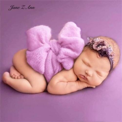 Children photography baby pictures Newborn stretch mohair wrapping cloth Bow decoration with headband