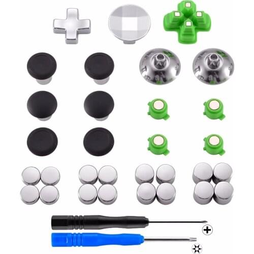 Magnetic Metal Bullet Buttons Dpads Aluminium Thumbstick Adustable Height Repair Parts for PS4 Controller all Models (31 in 1)