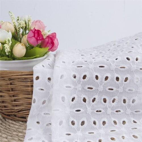 1 Yard Eyelet Cotton Cloth Hollow out Embroidery Cotton Lace Fabric Handmade DIY Bridal Clothes Shirt Accessories Width 130cm