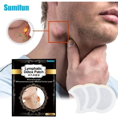 Hot 6pcs Sumifun Lymphatic Detox Patch Neck Anti-Swelling Herbs Sticker LymphPads Medical Plaster Body Relaxation Health Care