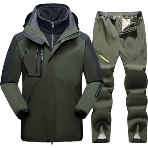 Ski Suit Men Winter Windproof Waterproof Skiing Snowboard Jacket Pants Suit Male Outdoor Camping Climbing Snow Costumes Brand