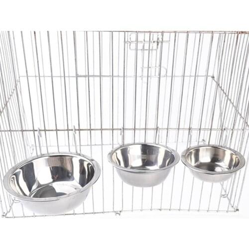1 Set Stainless Steel Pet Bowl Can Hang Stationary Dog Cage Bowls Dog Cat Hanging Bowls Durable Puppy Kitten Feeder