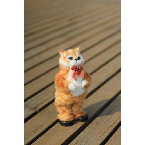 New simulation cat toy Electric yellow cat toy singing and dancing cat doll gift about 30cm 0539