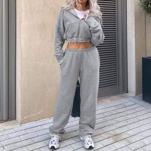 Autumn Women Sets Fashion Tassel Pullover Zipper Cropper Top + Long Pants Sports Suit Casual Female Streetwear Sweatshirt Outfit