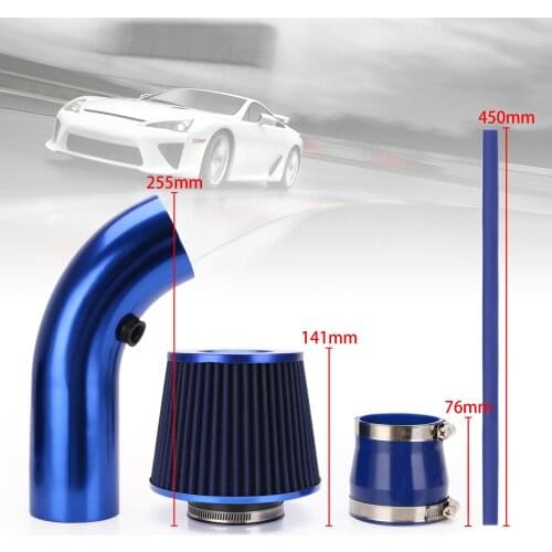 Full Set 3" 76mm Car Cold Air Intake System Turbo Induction Pipe Tube Kit With Air Filter Cone High Flow Performace Racing DIY