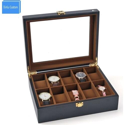 Black Paint Luxury EU Vintage Man women Storage&Display Watch Boxes Jewelry/Watch Grids Velvet Watches Cases Gift Packaging Box