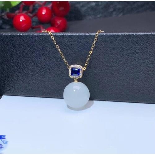 SHILOVEM 18k yellow gold real natural white Jasper pendants Christmas Gift fine Jewelry wedding no necklace mymz1212652100hby