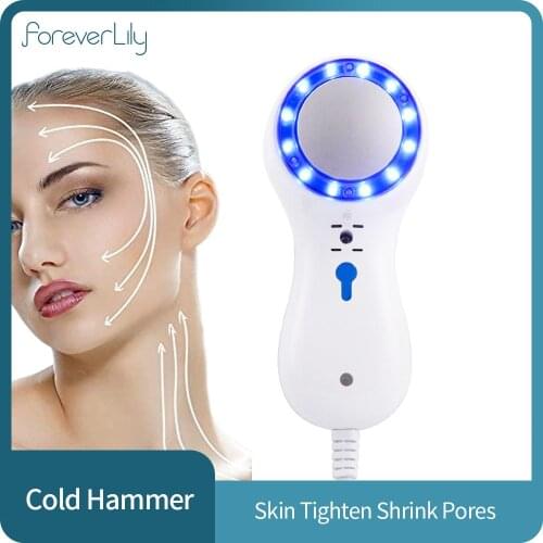 Ultrasonic Cryotherapy Cold Hammer Blue Photon Acne Treatment Lifting Rejuvenation Facial Massager Machine Care Beauty Tool