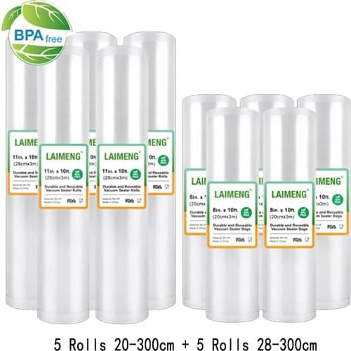 YUMYTH 10 Rolls Vacuum Bags For Food Embossed Vacuum Sealing Bags Vacuum Sealer Packing Storage Bags Sous Vide Bags