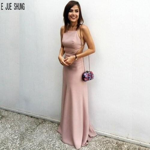 E JUE SHUNG A Line Evening Dresses Spaghetti Strap Criss-Cross Back Cutaway Prom Gowns Formal Party Dresses vestidos de fiesta