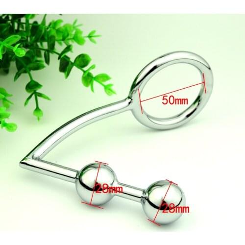 Waterproof Sexy Slave Stainless Steel Anal Hook 2 Ball With Hole Metal Anal Plug Butt Sex Toys For Men And Women Adult Products