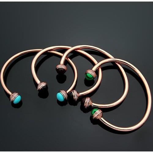 High Quality Rose Gold P Earl Bangle 4 Kinds of Color Rotatable Bead Fashion Bangle For Women Best Gift