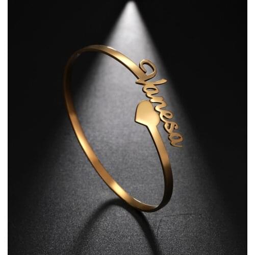 Sipuris Custom Bracelet for Women Personalized Letter Name Bracelet 2020 Jewelry Stainless Steel Bangle Femme Customized Gift