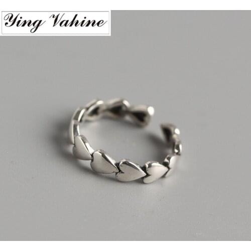 Ying Vahine Best Gift 925 Silver Ring Full Heart-shaped Open Rings for Women bague femme argent 925 anillos mujer
