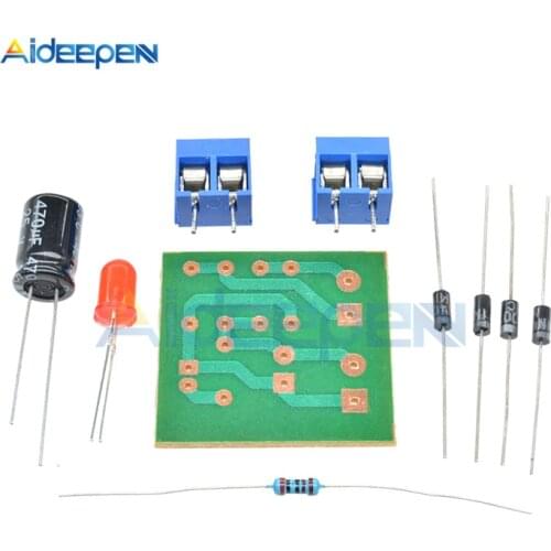 1Set IN4007 Full Wave Bridge Rectifier DIY Kit AC to DC Converter Bridge Rectifier Electronic Suite PCB Board Module DC 3-18V 1A