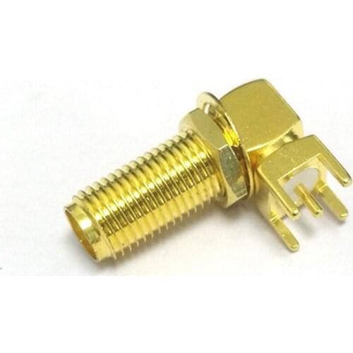 1PC new SMA female nut RF coaxial connector PCB right angle gold-plated adapter