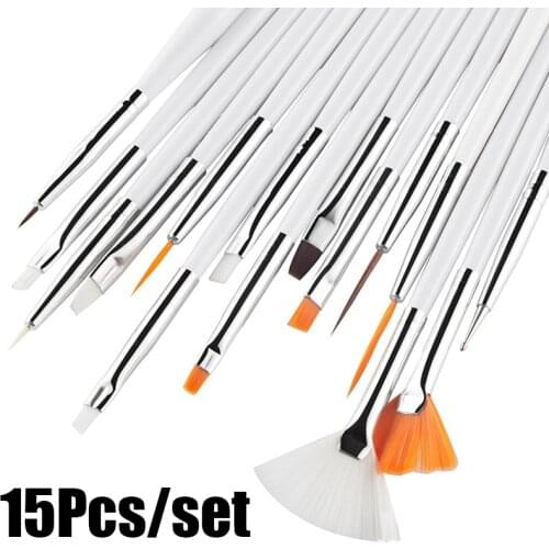15Pcs Acrylic Nail Brush Dotting Gel Polish Painting Liner Flower Pen Nail Art Decorations Varnishes Brushes Manicure Tools Set