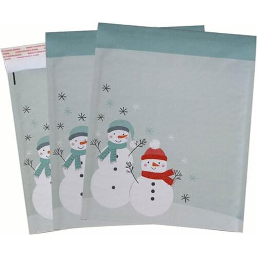 20Pcs/pack PE Plastic Mailing Bags Cartoon Merry Christmas Envelopes Bubble Bags Waterproof Self Seal Padded Courier Gifts Bags