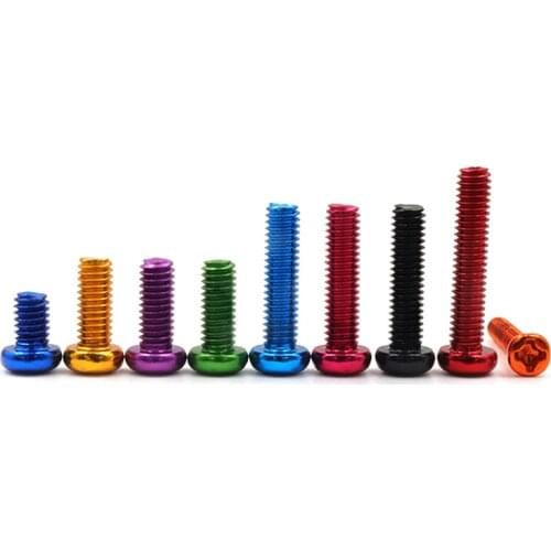 25pcs M2 aluminum alloy 6063 Phillips round head screws cross PM pan headed Anodizing screw machine teeth bolt 4mm-12mm length
