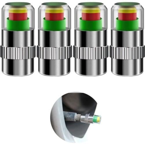 4pcs 2.4 Bar Tire Pressure Monitor Pressure Gauge Cap Sensor Tire Pressure Alert Monitoring Tools Kit Upgraded Copper Core Parts