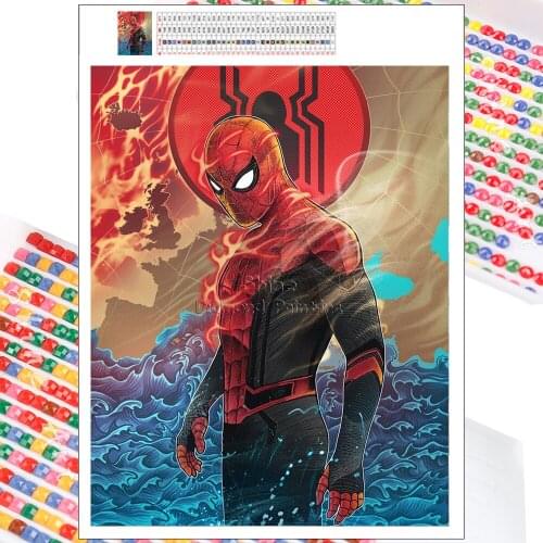 Diamond Painting Spiderman Marvel Superhero Art Cartoon Chinese Style 5D DIY Embroidery Mosaic Full Square Handmade Home Decor