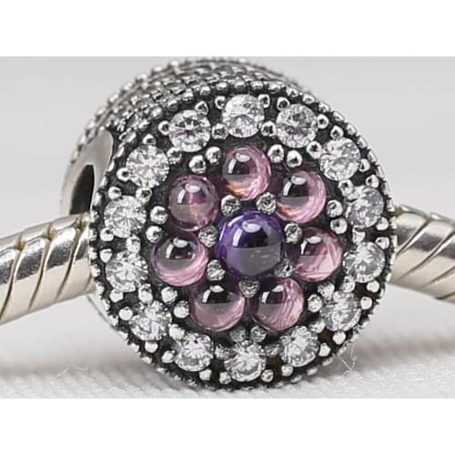 Authentic S925 Sterling Silver Bead DIY Jewelry Dazzling Floral Charms fit Pan Bracelet Bangle Girl Gift