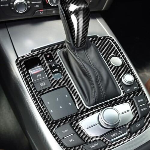 Genuine Carbon Fiber Car Gear Shift Box Gear knob Head Frame Cover Stickers For 2012-2018 Audi A6 S6 C7 A7 S7 4G8
