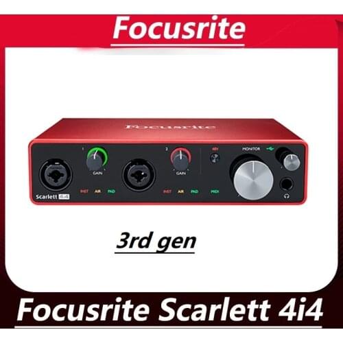 Focusrite Scarlett 4i4 3rd gen 4 input 4 output USB audio interface recording sound card for Microphone Guitar Bass
