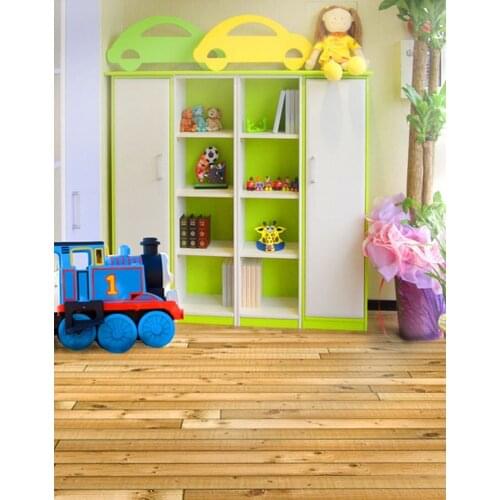 Wooden Floor Cartoon Car Photography Backdrops Photo Props Studio Background 5x7ft