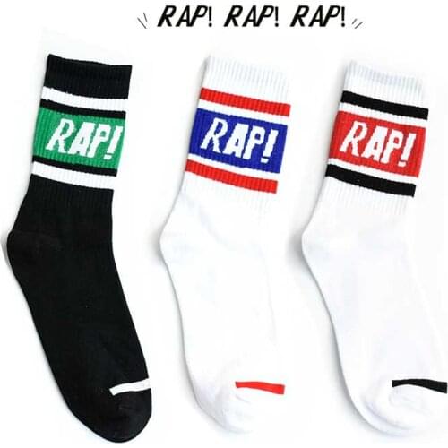 Cotton Men Women Spring Socks Rap Hiphop Letters White Fashion Autumn Striped Solid Lovers Sport Crew Street
