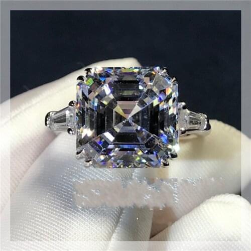 Handmade Asscher cut 6ct Lab Diamond Ring 925 sterling silver Bijou Engagement Wedding band Rings for Women Bridal Party Jewelry