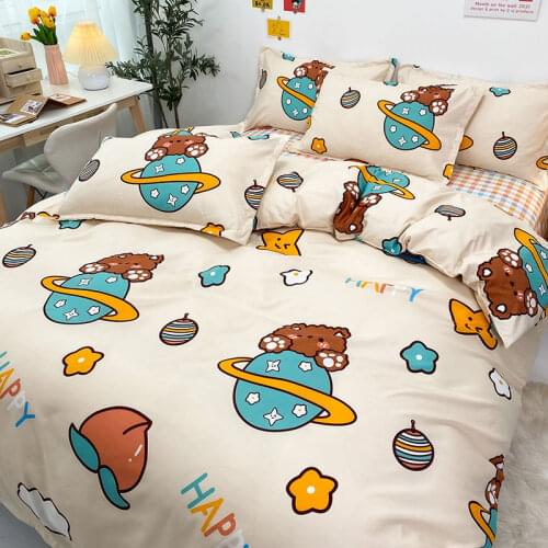 Boys Girls Bedding Set Cute Flat Sheets Adult Bed Linen Duvet Quilt Cover Pillowcase Kawaii Home Textiles